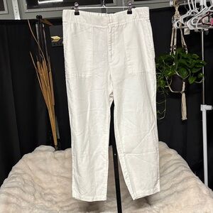 GAP Women's White Wide Leg Linen Pants